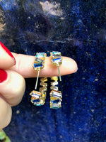 Blue Crystal Hoop Earrings - SeekChicCo